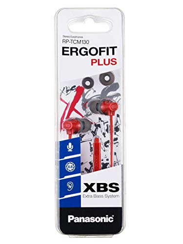Image of Panasonic RP-TCM130GER Wired in Ear Earphone with Mic (Red)