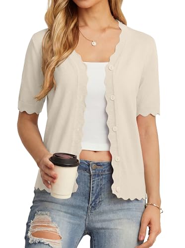 Image of GRECERELLE Summer Short Sleeve Cardigan for Womens Lightweight Cropped Knit Sweater Shrug