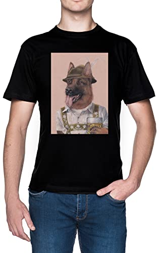 German Shepherd preto homem t-shirt preta homem t-shirt t-shirt preta, Preto, L