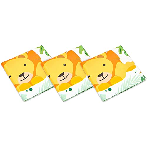 Image of BLUE PANDA Lion Party Decorations Tablecloths - 54 inch x 108 inch, Green, 3-Pack Plastic - Plastic Safari Tablecloths Safari Birthday & Lion Theme Birthday Decorations
