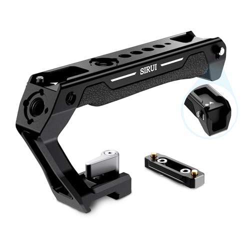 SIRUI Poignée Supérieure avec Rail OTAN - Poignée Légère en Silicone pour Cage d'Appareil Photo - Poignée Supérieure Universelle avec Chaussures Froides - Filetage 1/4 et Filetage Arri 3/8 - SC-TH