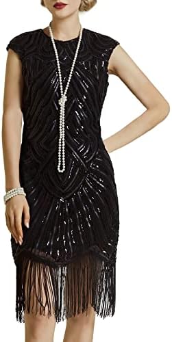 Babeyond jaren '20-jurk met korte mouwen, Great Gatsby-motief