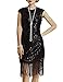 BABEYOND 1920s Flapper Dresses 20s Great Gatsby Dress 1920s Beaded Embellished Fringed Dress, Small, Black