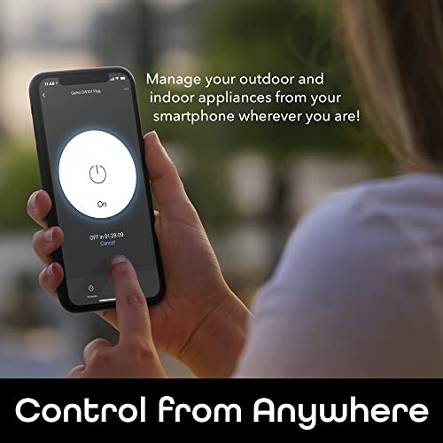 Geeni Indoor/Outdoor Smart Plug Weatherproof, 1 Socket –No Hub Wireless Remote Control And Timer –Works With Amazon Alexa, Google Assistant, Requires 2.4 Ghz Wi-Fi, Black #TOP2