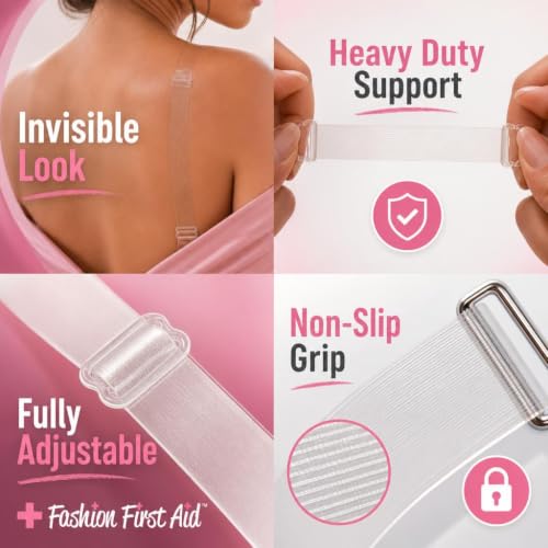 Image of Clearly Gone Invisible Clear Bra Straps, Adjustable, Heavy Duty, Non-Slip | For swim, plus size, backless & strapless wear - TPU resists snapping and yellowing - outlasts flimsy plastic straps