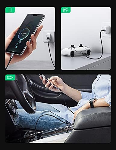 UGREEN USB C Cable 2 Pack USB Type C Quick Charge QC 3.0 Lead 3A Fast Charging Cord Compatible with Galaxy S22, S21, S20, Note10, A80, Pixel 6 5, Huawei P40, Redmi Note 8, Moto G7, Switch (1M + 2M)