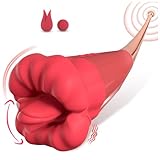 Female Adult Sex Toys - 2 in 1 Big Mouth Tongue Licking Clitoris Vibrator with High Frequency Strong Clitoral G Spot Stimulator, Rose Women Couples Nipple Sex Toy, Healexcer Vibrator Wand 10 Modes