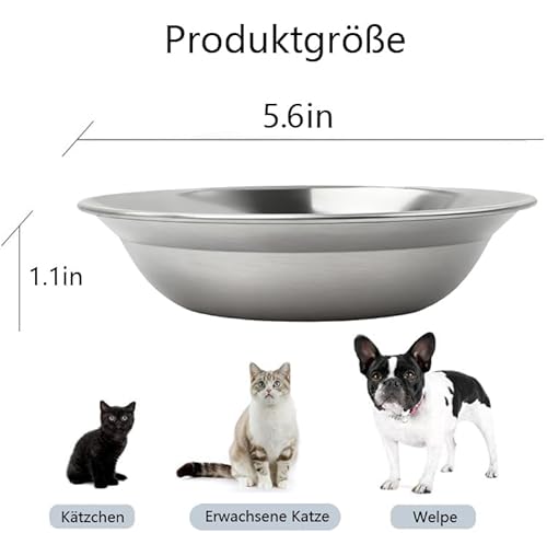 6 Stück Katzennapf Edelstahl 304 Material Futternapf Katze Katzen Napf Fressnapf Katze Wassernapf Katzenschüssel Katzen Napfset Katzennäpfe Katzenteller Futterschale für Kat-Zen Und Kleine Hunde 14cm