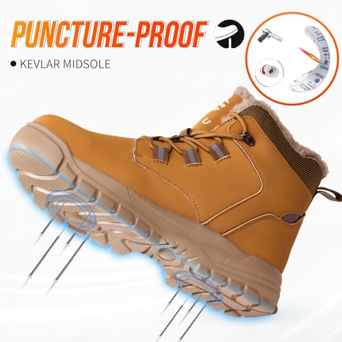 Image of Steel Toe Boots for Women Men Slip & Puncture-Resistant Safety Boots Industrial Construction Steel Toe Shoes for Warehouse, Outdoor Work