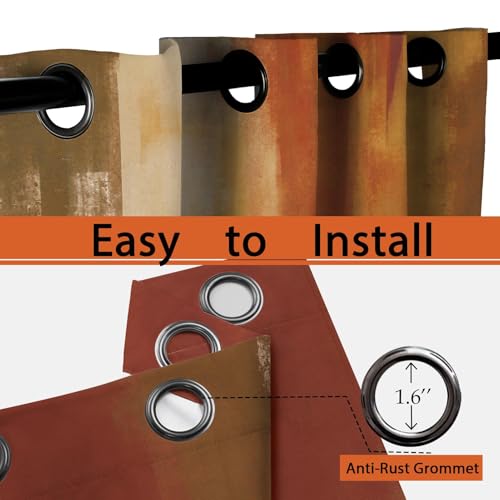 Image of Asuexpect Burnt Orange Curtains 2 Panels Abstract Rust Curtain Room Darkening Grommet Window Drapes Modern Decorative Window Treatments for Bedroom Living Room, 52x84 Inches