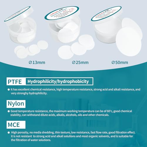 Image of 100Pcs /Pack MCE Membrane Filters, Round Mixed Cellulose Esters Lab Filter Paper, Hydrophilic Filter Paper 0.45m Pore Size, 50mm Diameter,Non Sterile