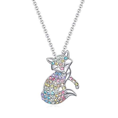 Horse/Wolf/Hummingbird/Fox Necklace for Girls,Fox/Hummingbird/Horse/Wolf Gifts for Girls Women,Rainbow Girls Jewelry Valentine's Day, Birthday, Christmas, Back to School Gifts