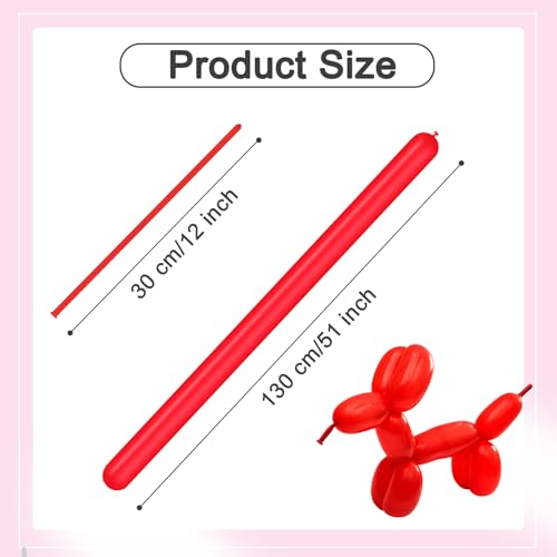 Image of Long Balloons - Red 260 Balloons for Balloon Arch & Party Decor, 100Pcs