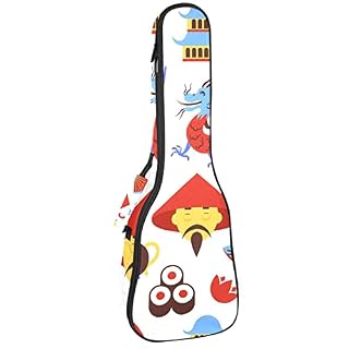 Housse pour ukulélé – Dragon chinois – 10 mm – Rembourrage épais – 53,3 cm – Avec sangles réglables – Pour concert… - Les Beatles, Paul McCartney, John Lennon, RIngo Starr, George Harrison