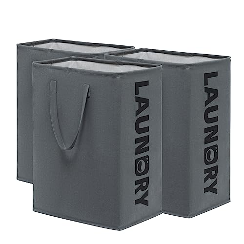 CHICVITA Dirty - Cesta plegable para la ropa sucia, cestas grandes para lavandería, cesta alta para dormitorio y sala de estar, cesta plegable para la colada, paquete de 3 unidades, 75 L, contenedor