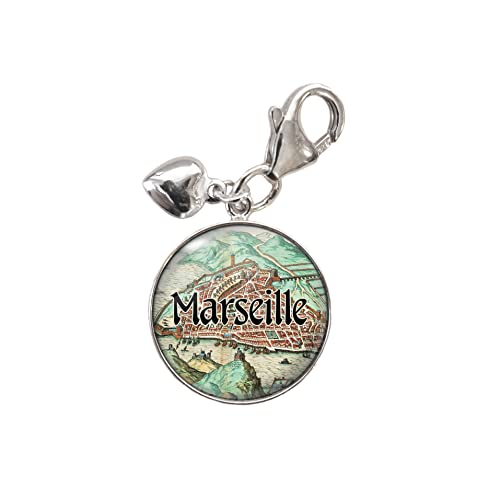 Marseille France 1574 Map .925 Sterling Silver Charm