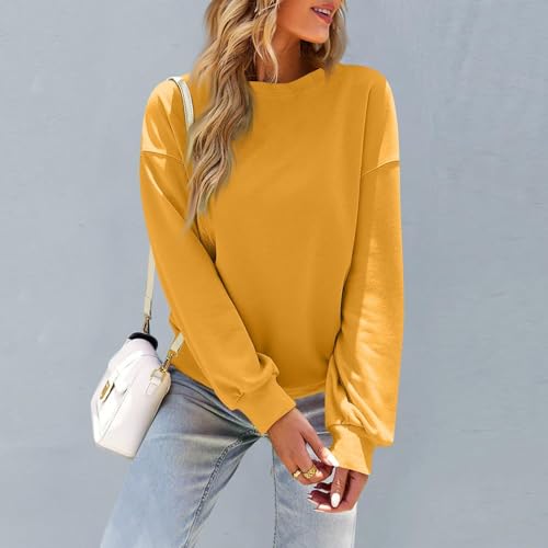 Image of Women Crew Neck Sweatshirts Fall Casual Oversized Sweat Shirts Long Sleeve Cute Preppy Sweatshirt Comfort Pullover