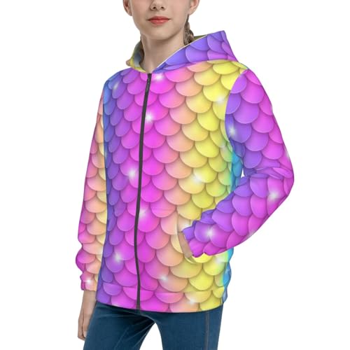Rainbow Scales2 Kids Pullover Hoodies Boys Zip Up Sweatshirts Girls Athletic Clothes with Pocket