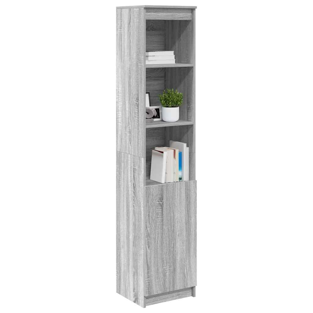 Gris Sonoma Highboard 37,5 x 35 x 180 cm de material de madera con montaje flexible para puerta izquierda o derecha, versátil como armario de cocina o armario de almacenamiento para áreas