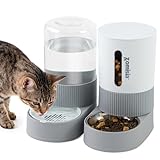 ZOMISIA Gravity Cat Feeder and Water Dispenser - Automatic Cat Food and Water Dispenser with Stainless Steel Bowl, 2 Pack Pet Self Feeding for Small Dog Puppy Kitten, 2.4L Dry Food and 2.6L Water