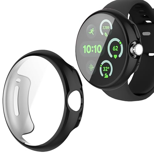 Wugongyan �X�N���[���v���e�N�^�[ �P�[�X Google Pixel Watch/Pixel Watch 2/Pixel Watch 3 41mm 45mm�Ή� �\�t�gTPU�ی�J�o�[(�u���b�N�A41mm)