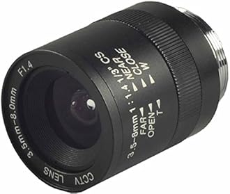 Security Lens 1/3" 3.5-8mm f1.4 Varifocal, Fixed Iris CCTV Lens, CS Mount