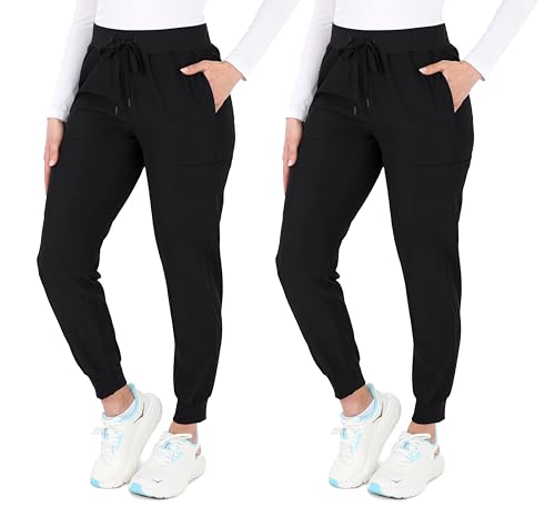 Image of READY SET SCRUBS - Scrub Pants for Women - 2 Pack - Cargo Jogger Pants Set with 8 Pockets - Yoga Waistband - Soft & Stretchy
