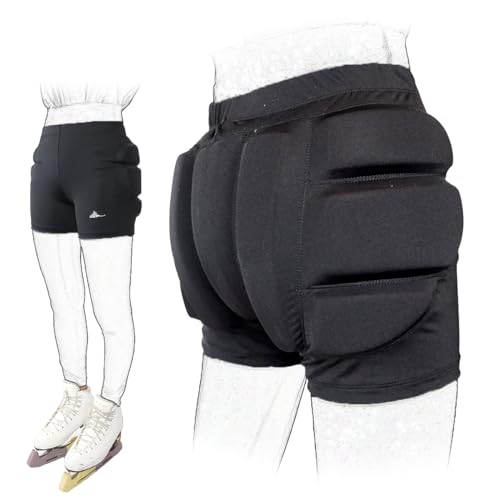 Skating Spirit Padded Shorts Protective Crash Pants Tailbone Hip Butt Pad for Ice Figure Roller Skating Skateboarding Skiing Snowboarding (S) Black by Skating Spirit - Used condition - US$31.99