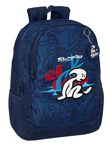 Safta EL NIÑO PARADISE - Mochila Escolar Infantil, Ideal para Niños de Diferentes Edades, Cómoda y Versátil, Calidad y Resistencia, 32x16x44 cm, Color Azul Marino