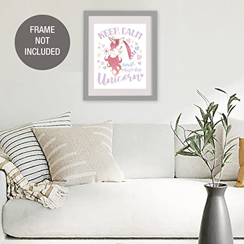 Keep Calm And Be Unicorn Poster Sign Wall Art Print For Home Decor (Premium Fine Art Matte Paper Print - Unframed 8 X 10 Inch) #TOP4