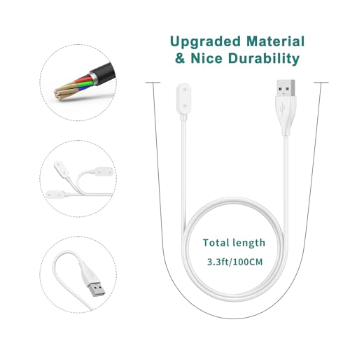 Image of Meliya Charging Cable for Huawei Band 10 9 8 7 6 / Honor Band 6 / Watch ES /Watch FIT,Fast USB Smart Watch Charging Cable Cord 3.3ft (100cm),White