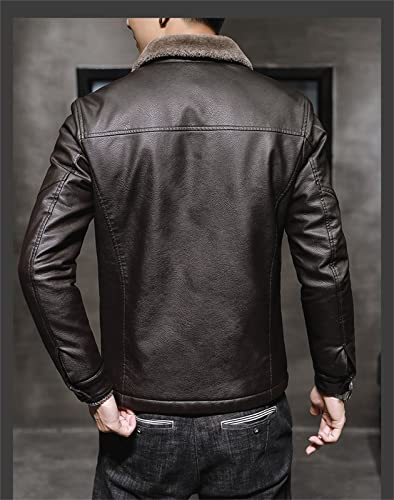 Mens Classic Faux Leather Jacket Men Black Vintage Leather Coat Fur Collar Classic Pu Coat Size M-4XL2