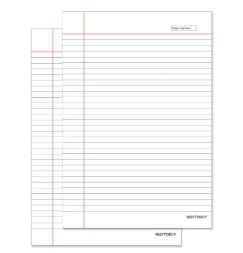 WAYTOBUY Assignment Project Paper Blue Lines and Red Top and Left Lines with Page Number For Students (Sheets: 50, GSM: 70, WB2206)