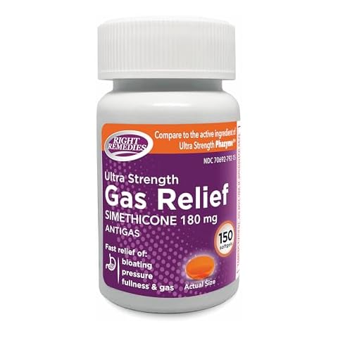 RIGHT REMEDIES Gas Relief Ultra Strength, 180mg Simethicone (150 Softgels) Fast Relief from Gas, Bloating, Fullness, Painful Discomfort, Compare to Ultra Strength Phazyme Active Ingredient Cover