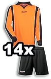 trikotsätze adidas zeitloses Design DragonSport 14er Trikot-Satz Home/Away Langarm, Größe: XL/XXL, Farbe: Neonorange/schwarz - Hose schwarz