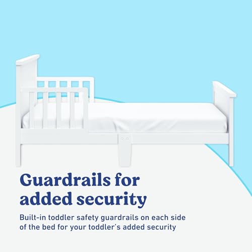 Image of Graco Bailey Toddler Bed (White) - GREENGUARD Gold Certified, Fits Standard Full-Size Crib & Toddler Mattress, Toddler Safety Guardrails Included, Complete Design with Solid Headboard, Footboard