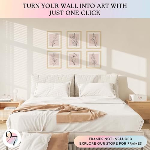 97 Decor Pink Botanical Wall Art - Pink Flower Wall Art Blush Floral Prints, Minimalist Plant Line Art Poster, Light Pink Flower Pictures Wall Decor, Botanical Artwork for Bedroom (8x10 Unframed) - Image 4