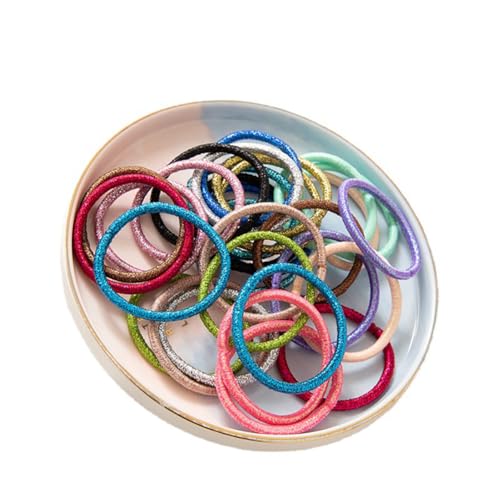 Glitzer-Haargummis, Pferdeschwanz-Halter, mehrfarbig, ohne Metall, elastisch, bunt, dick, 200 Stück