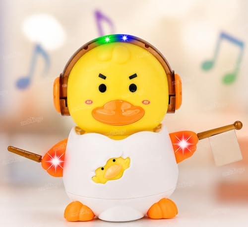 Image of Zest 4 Toyz Musical Duck Toy for Kids with Lights and Sound Bump & Go Battery Operated Animal Dancing Toy for Toddlers Boys and Girls Age 1 to 5 Years - White