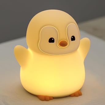 Penguin Night Light for Kids, Cute Squishy Lamp Rechargeable Night Lamp, Penguin LED Novelty Bedside Light, 2 Level Dimmable, Silicone Nursery Table Lamp Room Decor, Nightlights Gifts for Girls Boys