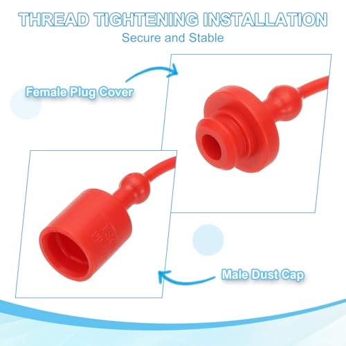 Image of PATIKIL 3 /8 inch ISO-B Hydraulic Coupler Male Dust Cap and Female Plug Cover, Set of 4 Rubber Quick Disconnects Port Plug Cover Fittings Red Cap with Retention Ring