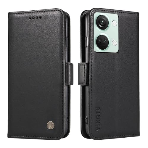 XINNI Case for OnePlus Nord 3 5G, PU/TPU Simple Flip Leather Shockproof Magnetic Book Style Wallet, Black