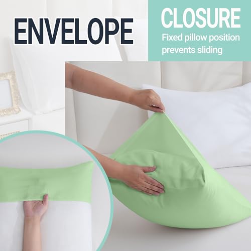 ZPECC Pillow Cases Queen Size Set of 12, 20x30 Envelope Closure Pillowcases, Soft Plain Brushed Microfiber Covers Hypoallergenic Breathable, Sage Green