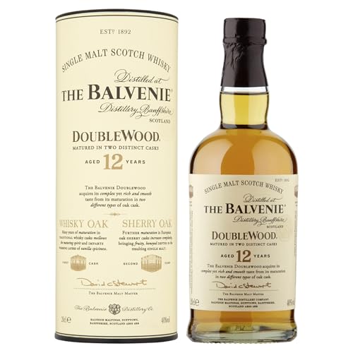 THE BALVENIE - DoubleWood 12 Year Old Single Malt Scotch Whisky - Matured In Two Distinctive Oak Cask - Complex Yet Rich & Smooth - Vanilla Spiciness & Honeyed Depth - Award-Winning - 40% ABV - 20 cl