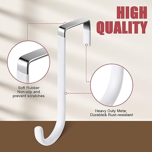 flintronic Over Door Hooks, 4PCS Heavy-Duty Over Door Hanger, Stainless Steel Coat Hooks Wall Mounted for Doors Bedroom - Image 4