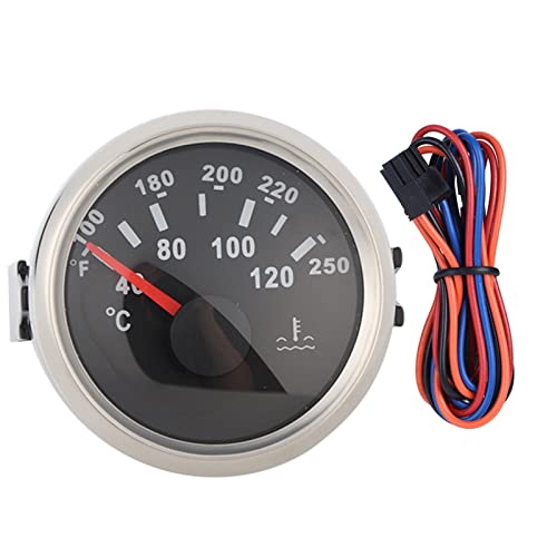 Medidor de temperatura de motor marino 316L para barcos con esfera negra de 52mm Yosoo