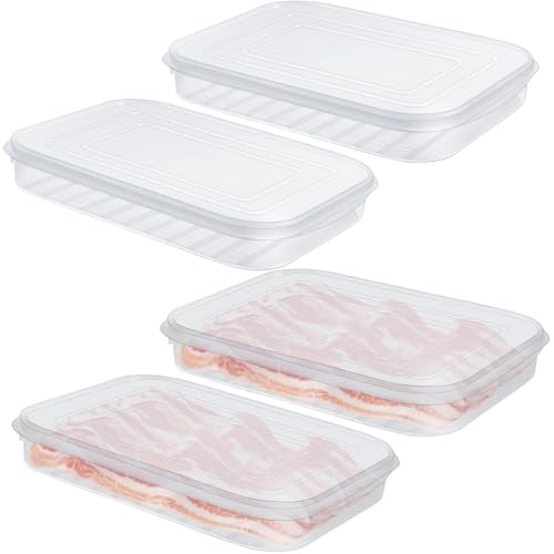 Jeffbaubl 4 Pieces Bacon Keeper,Deli Meat Container for Fridge, S...