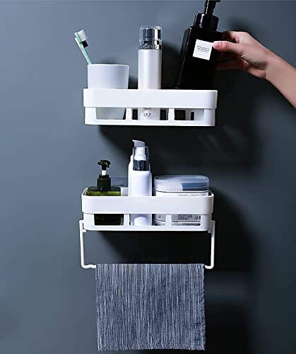 Claiez Wall Shelves Kitchen Bathroom Shelf Self-Adhesive Sticker Hook Multipurpose Wall Holder Bathroom Storage Rack Box Strong Shower Rack Shelf (Set of 2 Bath Self and 1 Towel) - Plastic (B0D49N4GFM) Amazon Price History, Amazon Price Tracker