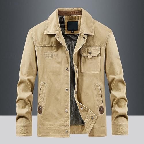 ADHOWBEW Winter Coats for Men Warm Fleece Lined Thicken Vintage Hunting Long Sleeve Big and Tall Zip Up Plush Outerwear4