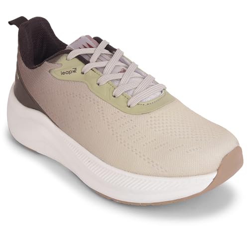 Image of Liberty Leap7x EVELSTER1E Men Sports Running Shoes - Beige & Grey | Comfortable and Durable Lace-Up Closure - Suitable for Lacing Walking, Gym, Jogging and Outdoor Shoes for Man - Cushioned Footbed